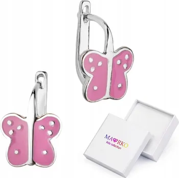 Náušnice KRÁSNÉ STŘÍBRNÉ DÍVČÍ NÁUŠNICE Ag925 MOTÝLCI