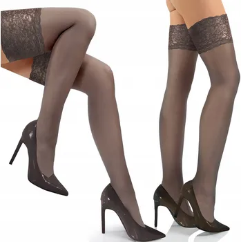 Dámské punčochy SAMODRŽÍCÍ PUNČOCHY s krajkovým lemem a silikonovým proužkem ROMANTICA 15 DEN Sesto Senso *1/2