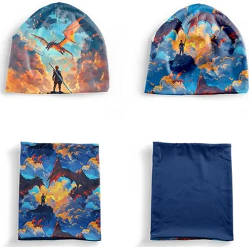 Panel se střihem M funkční úplet set čepice a nákrčník ohnivý souboj