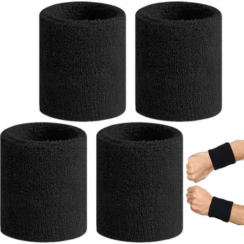 Náramek 4x FROTÉ FROTÉ POTÍTKO / NÁRAMEK NA ZÁPĚSTÍ SPORTOVNÍ PRO BĚHÁNÍ ČERNÁ SADA