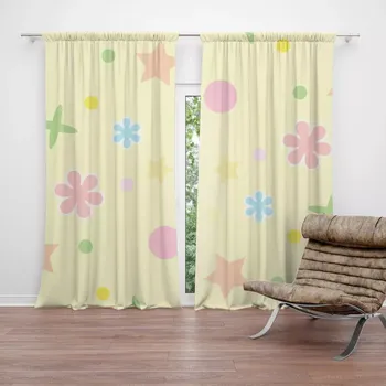 Závěs Sablio Závěs Květiny na žluté: 2ks 140x250cm