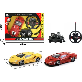 RC model auta Mamido Auto na dálkové ovládání 1:16 závodní model s volantem a pedály červené