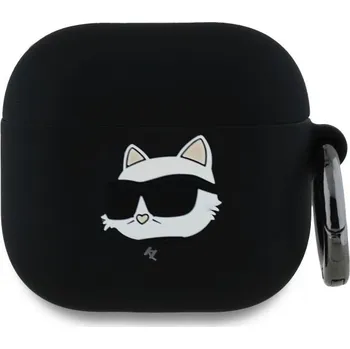 Pouzdro na mobilní telefon Karl Lagerfeld 3D Logo NFT Choupette Head Silikonové pouzdro pro AirPods 4 Black