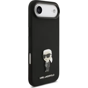 Náhradní díl pro mobilní telefon Zadní kryt Karl Lagerfeld Liquid Silicone Metal Ikonik pro Apple iPhone Air, černá