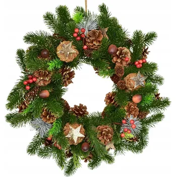 Věnec Vánoční zdobený smrkový věnec přírodní Winter Dream 40 cm