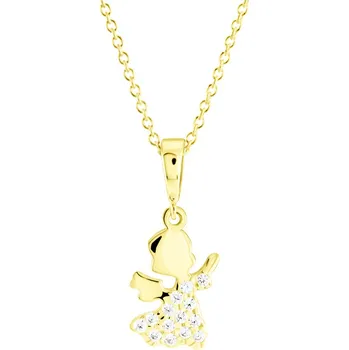 Náhrdelník GEMMAX Zlatý řetízek s andělíčkem – zlatý šperk ryzosti 585/1000 v Dárkovém balení s Certifikátem GLSYB-01023-12491