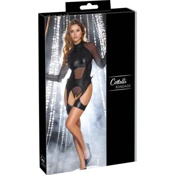 Dámská erotická souprava Cottelli Suspender Body & Soft Handcuffs M
