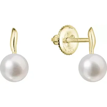Náušnice Zlaté 14 karátové náušnice pecky žluté zlato s bílou říční perlou 91P00049