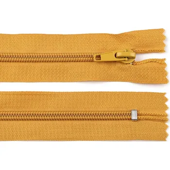 Zip Spirálový zip No 5 délka 18 cm POL, malé, 123 hořčicová