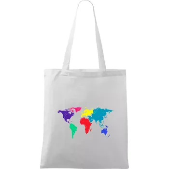 Světové kontinenty bez názvů - barevné - Taška bavlněná - 42 x 38 cm ( Bílá )