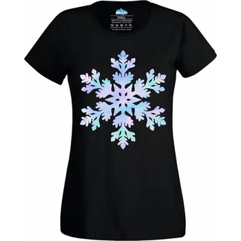 Dámské tričko Dámské tričko Třpytivá Vánoční Vločka (Velikost: XS, Barva: Černá)