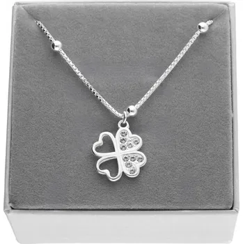 Náhrdelník Stříbrný náhrdelník s čtyřlístek zirkon silný řetízek STŘÍBRO 925, 40 cm