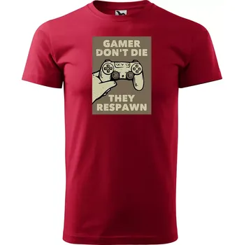 Pánská móda Sablio Tričko s potiskem Gamer don´t die, they respawn - červené 2XL