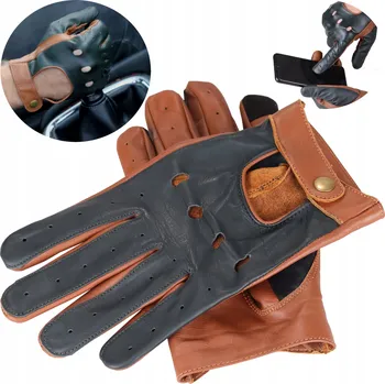 Rukavice Pánské kožené rukavice hnědé dotykové elegantní velikost S