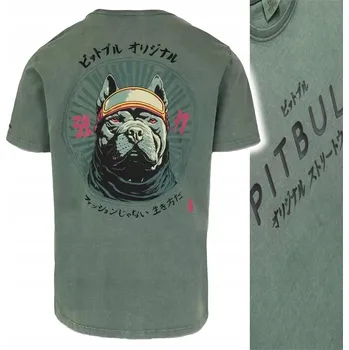 Pánské tričko Tričko pánské PIT BULL Denim Washed "MT. FUJI" vel. M - tmavě zelené