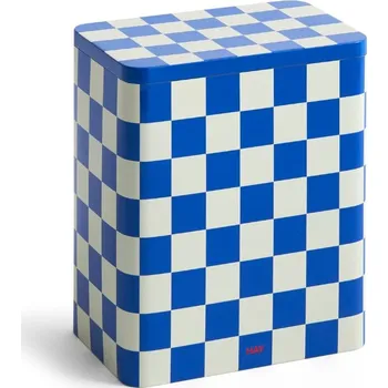 Úložný box HAY DESIGN Skladovací nádoba Tin Large "Blue and Off-white" HAY