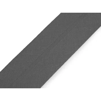 Šikmý proužek bavlněný šíře 40 mm zažehlený, střední, 900 351 šedá tmavá