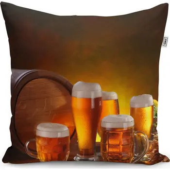 Polštář Sablio Polštář Sklenice s pivem - 50x50 cm
