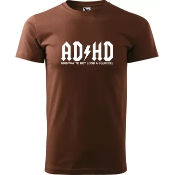 Pánské tričko Sablio Tričko s potiskem AD HD - hnědé S