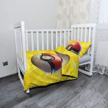 Povlečení Sablio Mikroplyšové dětské povlečení do postýlky Pokemon ball Exploze - 120x90 / 40x60