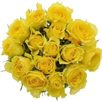 umělá květina Kytice 15 žlutých růží GOLDEN TOWER 50cm