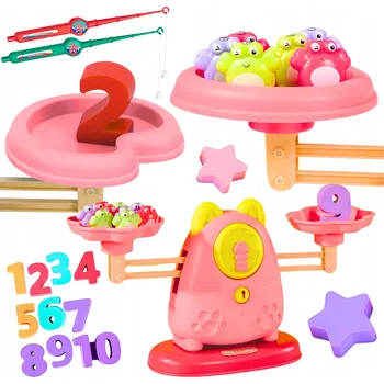 ostatní stavebnice Rovnoramenná Váha Kočka Rybaření na Magnet Stavebnice Matematika v angličtině 3v1