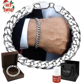 Náramek Bransoletka Srebrna Náramek Pancer Plný Diamantovaný 5,00 mm Gravírování Dárek