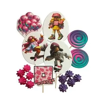 Jedlá dekorace na dort Jedlá dekorace na dort – Roblox holka set