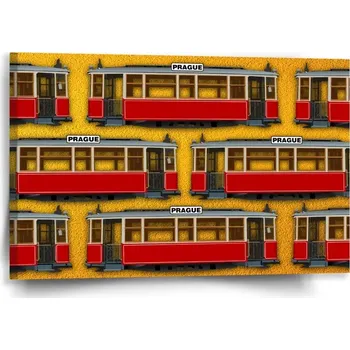 Obraz Sablio Obraz Pražské historické tramvaje Žlutý Pattern - 60x40 cm
