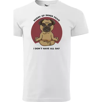 Pánské tričko Sablio Tričko s potiskem Hurry up inner peace - bílé 4XL