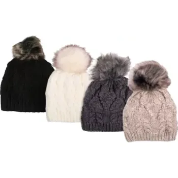 Dámská vesta Luxusní vlněná čepice s bambulí