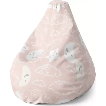 Sedací pytel Sablio Sedací vak Pear Mráčky a měsíc - 70 x 95 x 15 cm