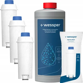 Náhradní díl pro kávovar 3x Wessper Aqualunga vodní filtr do kávovaru Delonghi + odvápňovač 1l