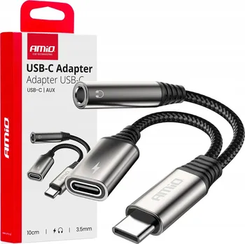 Datový kabel Kabel Amio 04295 minijack (3,5 mm) - USB typ C 0,1 m