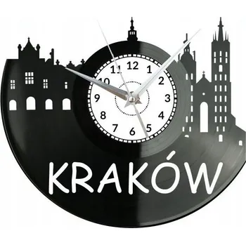 Hodiny Krakov Město Polsko Nástěnné hodiny Vinylová deska Moderní Dekorativní Na