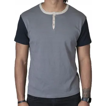 Pánské tričko Tričko šedé s knoflíčky Henley Spear Point XL