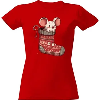 Dámské tričko Tričko s potiskem Myška v punčoše dámské