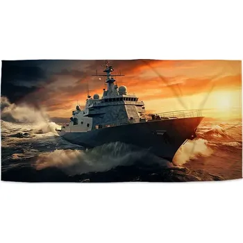 Osuška Sablio Ručník Válečná loď v rozbouřených vodách - 50x100 cm