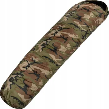 Spacák Spací pytel mumie maskáčový s obalem Mil-Tec Mummy 500 g - Woodland