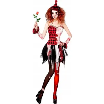 Karnevalový kostým KOSTÝM PANÍ PIERROT STRAŠIDELNÝ KLAUN HALLOWEEN M