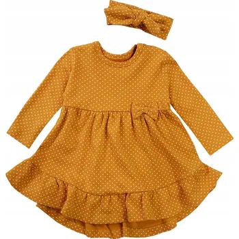Dívčí šaty ŠATY a ČELENKA SADA BAVLNA puntíky 110 KB19