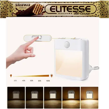 Noční světlo NOČNÍ LAMPA DO ZÁSUVKY LED S ČIDLEM POHYBU A SOUMRAKU