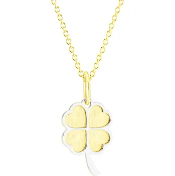 Náhrdelník GEMMAX Zlatý řetízek se čtyřlístkem - mat – zlatý šperk ryzosti 585/1000 v Dárkovém balení s Certifikátem GUSCN-01004-12491