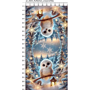 Panel- Velur na polštářek - Sova na větvi