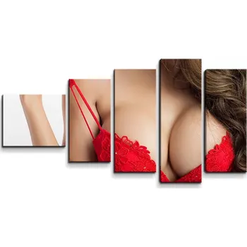 Obraz Sablio Obraz - 5-dílný Dekolt ženy - 100x60 cm