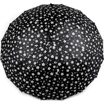 Dámský vystřelovací deštník květy, velké, 5 černá