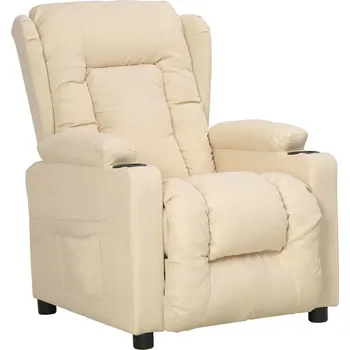 Křeslo vidaXL Polohovací křeslo tmavě textil [339050] Barva: krémová