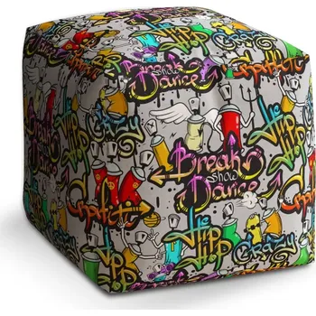 Taburet Sablio Taburet Cube Graffiti: 40x40x40 cm