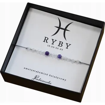 Náramek Náramek Znamení zvěrokruhu RYBY Kameny Ametyst Měsíční Kámen Dárek