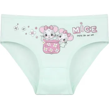 Dívčí spodní prádlo EVONA a.s. Dívčí kalhotky K840 MYŠKY SVĚTLE ZELENÁ - K 840 E-MYŠKY SV.ZELENÁ 110